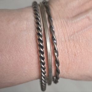 Sterling Silver Hallmarked Silver Bangle Bracelet Set Of 3 Native American 38.6g